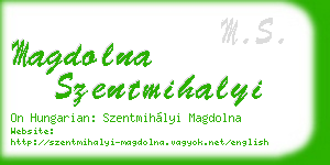 magdolna szentmihalyi business card